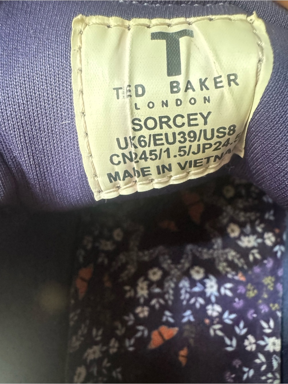 Ted Baker Navy Floral Lace-Up Women's Sneakers with Rose-Gold Accents - Picture 6 of 6